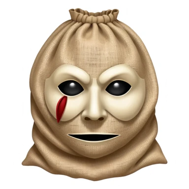 horror movie villain with burlap sack mask with one eyehole sticker