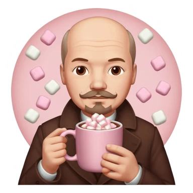 Lenin hold  Light Pink mug of hot chocolate with marshmallows  sticker
