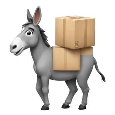 A donkey delivering a parcel  sticker