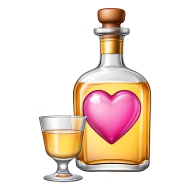 Tequila bottle with a pink heart sticker