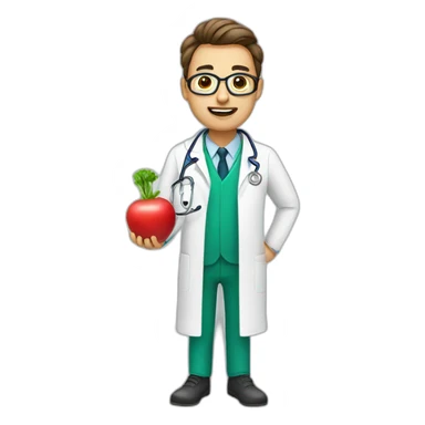 doctor with a radish head sticker