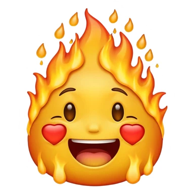 Generate an emoji that is on fire, laughing, crying, and melting at the same time. sticker