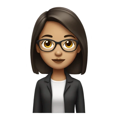 brunette young girl with tall straight glasses sticker