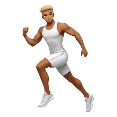 Masculine silhouette with athletic wear, surrounded by transformative energy aura, dynamic style essence with floating fashion elements sticker