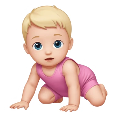 Baby in pink romper crawling sticker