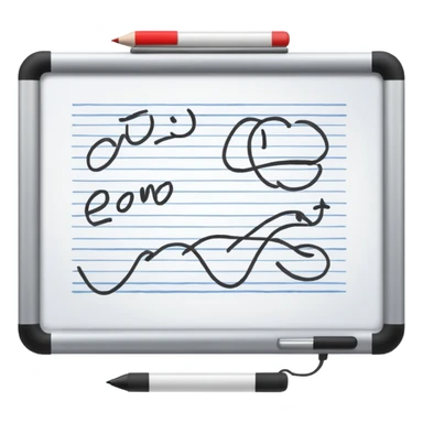 Whiteboard with wobbly lines indicating written notes sticker