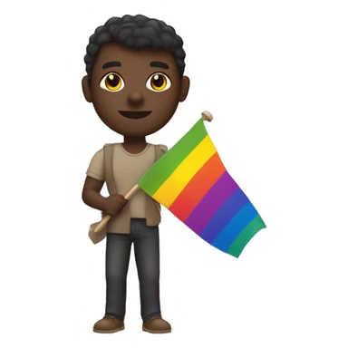 Dark skin colour person holding gay flag  sticker