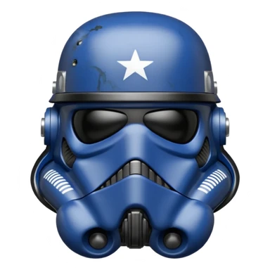 a blueberry wearing a black Star Wars Death Trooper helmet sticker