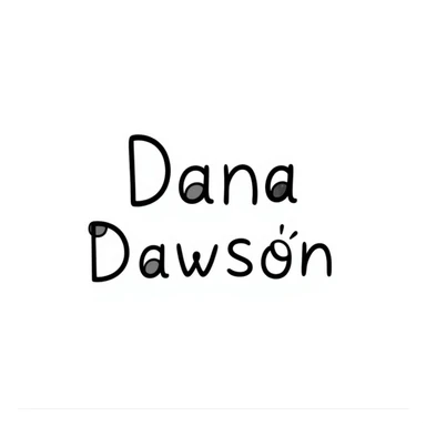 'Dana Dawson' name in a playful and informal hand-drawn doodle style sticker