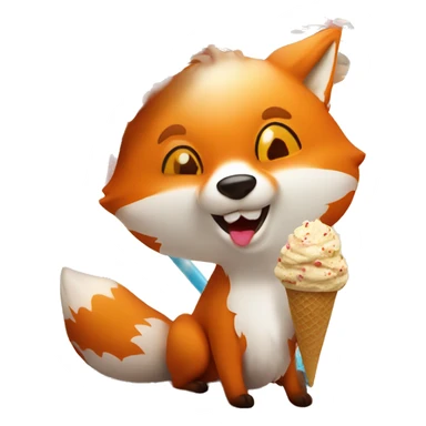 Fox with ice cream in sun at beach sticker