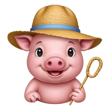 Farmer Pig – pink pig wearing straw hat and smiling sticker