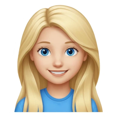 Create an icon of teenage girl with blue eyes and long Blonde hair sticker