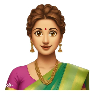 a TOK face of nayanthara with binthi in saree sticker