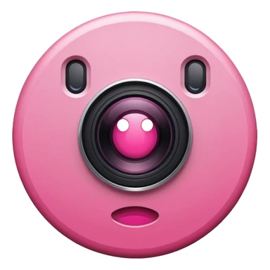 A round camera lens, apple emoji style, minimalist, with highlights, pink, no faces, no smileys, only lens, variant 5 sticker
