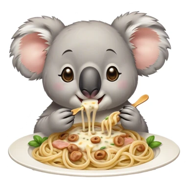 Koala eating carbonara pasta sticker