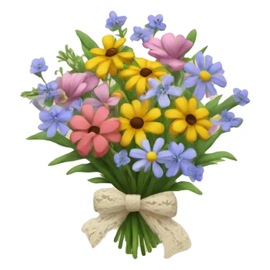 bouquet of wildflowers wrapped with a lacy bow sticker