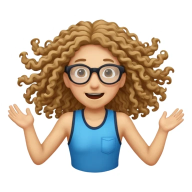 bungee jumping face only with hair flying long curly hair and glassess sticker