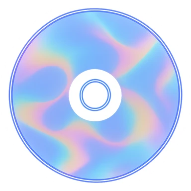 A minimalist CD disc with abstract pattern, glowing effect sticker