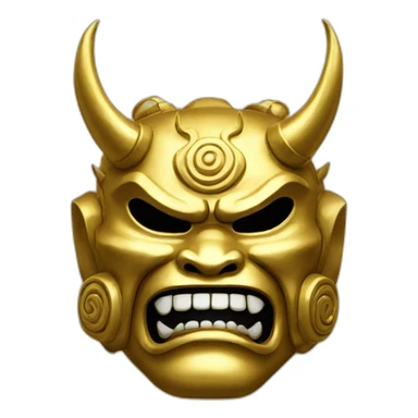 gold japanese oni mask sticker