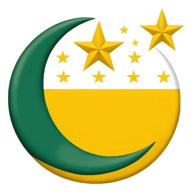 Flag of the actual Azad Kashmir with yellow stripes,green background and white moon and star sticker