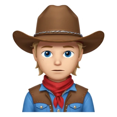 cute outlaw cowboy portrait, head and shoulders only, cowboy hat, bandana covering mouth, intense eyes, western outfit, 3D cartoon, mobile game icon style, clean background, no text, no watermark
 sticker