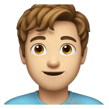 boy with brown hair, in sky blue shirt, point the finger in front of you sticker