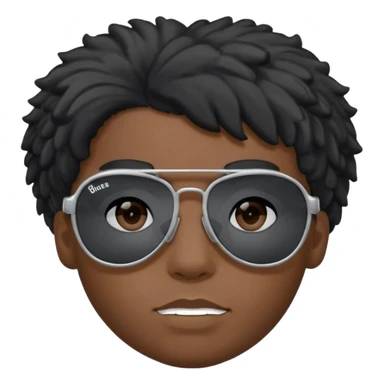 Un garçon,de couleur noir avec des lunettes de soleil grise,il a des cheveux crépus et au dessus de sa tete il est écrit BOUSS  sans qu’on voit ses yeux est ce qu’on peut mettre le même cadran de lunette que la première image et l’intérieur des lunettes en gris un peu bleu mais très foncé  sticker