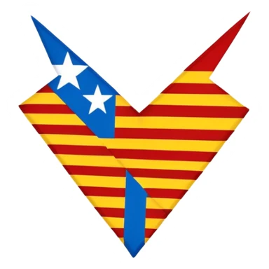 Catalonian estelada flag, stripped-down minimalism, basic elements, blue triangle, white star, alternating red and yellow stripes sticker