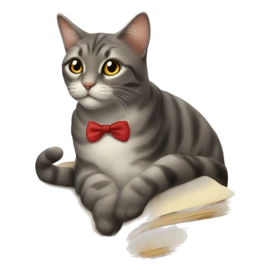 Eine Katze die ein Buch liest und Musik hört  sticker