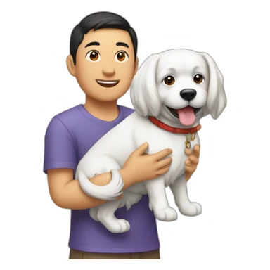 asiatique avec un chien sticker