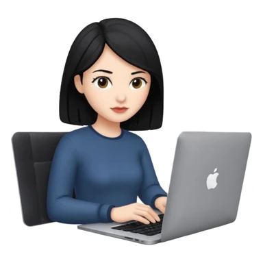 macbook black long hair beauty  sticker