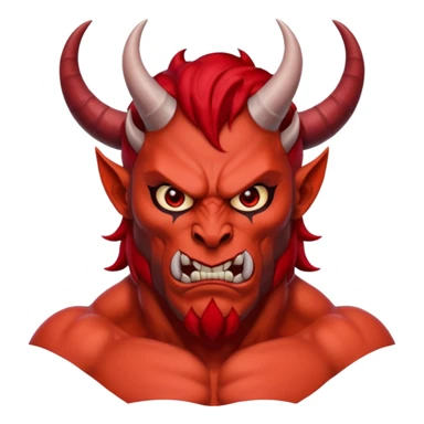 satan head and torso with arms down sticker