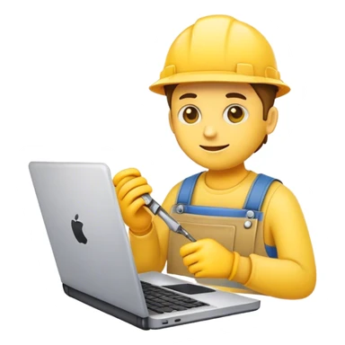 emoji repairing a laptop sticker