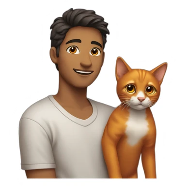 Chico joven con un gatito naranja sticker