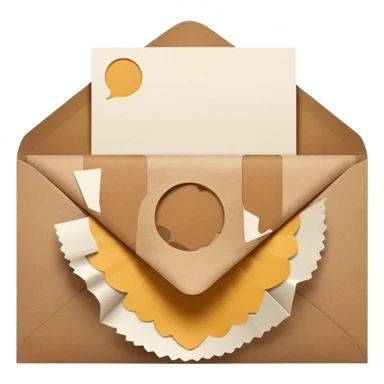 blank greeting card open with brown envelope next to it sticker