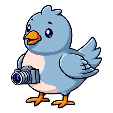playful spy pigeon with a camera around its neck sticker