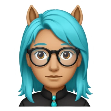 black horse head with turquoise hair and glasses sticker