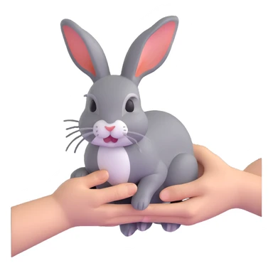 person petting rabbit sticker