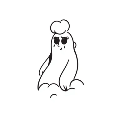 A hand-drawn soul or spirit crying tears, emotional essence sticker