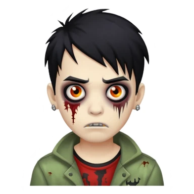 boy zombie with black hair emo and piercing on eyebrow  sticker
