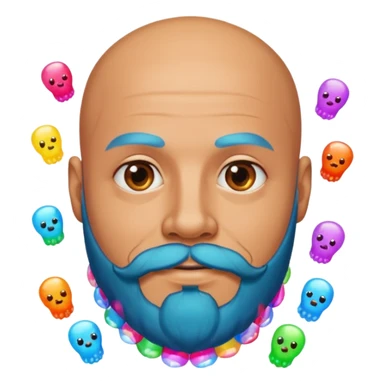bald guy with beard made out of jellies sticker