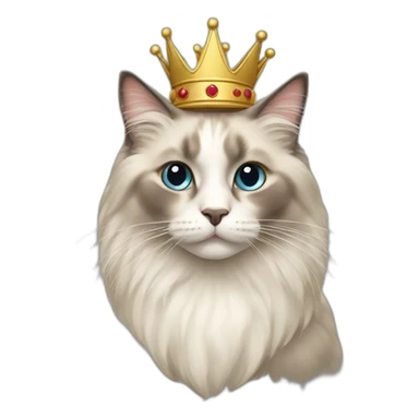 Ragdoll cat with a crown in his head sticker