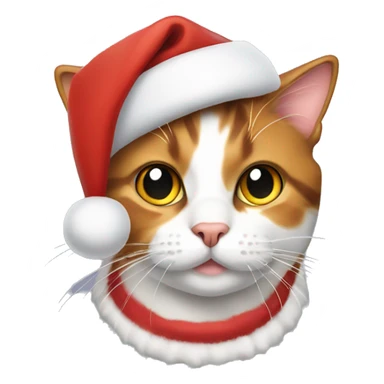 Calico cat wearing Christmas hat sticker
