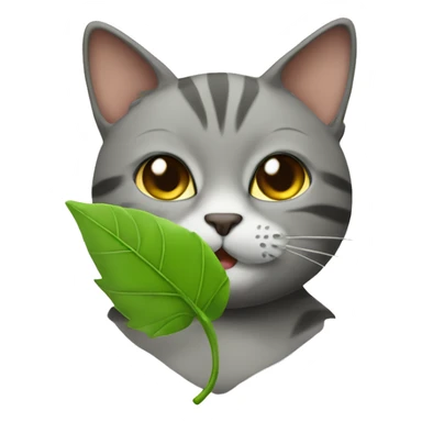 cat with leaf and smoke  sticker