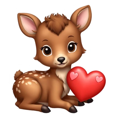 Baby deer with a heart sticker