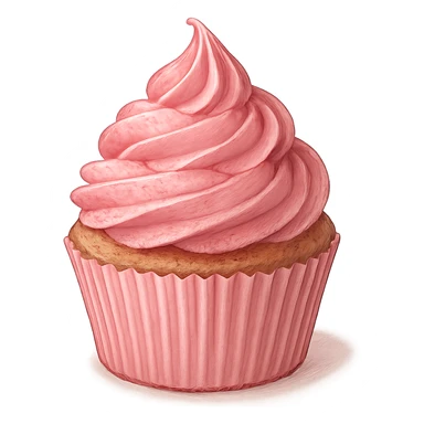 pink cupcake, digital illustration sticker