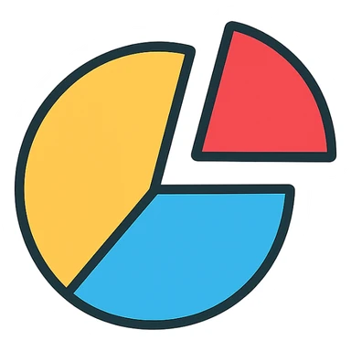 pie chart with a slice separated, flat design sticker