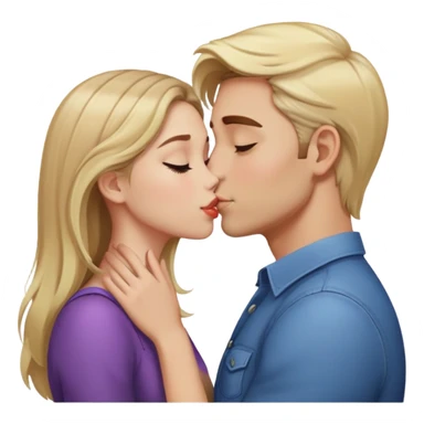 Guy with light Blonde hair kissing a Girl with Brown hair sticker