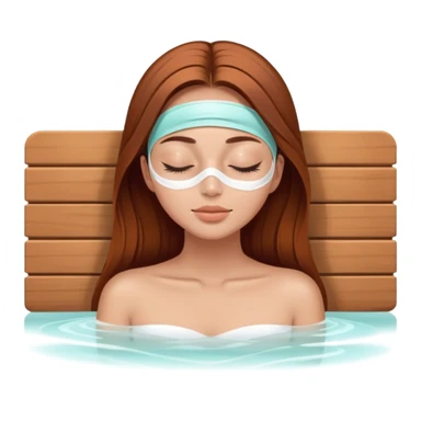 girl in spa with closed eyes, she las light a bit tanned skin, she’s wearing facial mask and she has brown auburn hair straight and long lashes  sticker