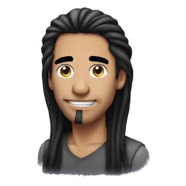 Man with long black hair and a nose ring playing on iPhone sticker